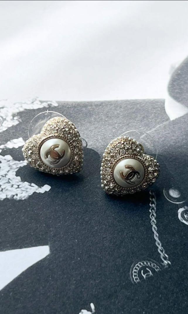 CHANEL, Jewelry, Chanel 22b Extra Large Cc Drop Pearl Crystal Leather  Earrings