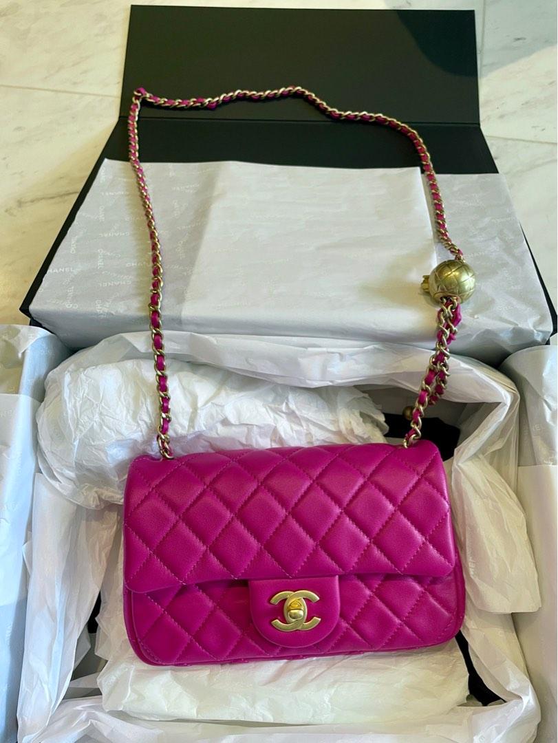 Chanel 22B Mini Flap Bag Pearl Crush Rectangular Pink Fuchsia, Luxury ...