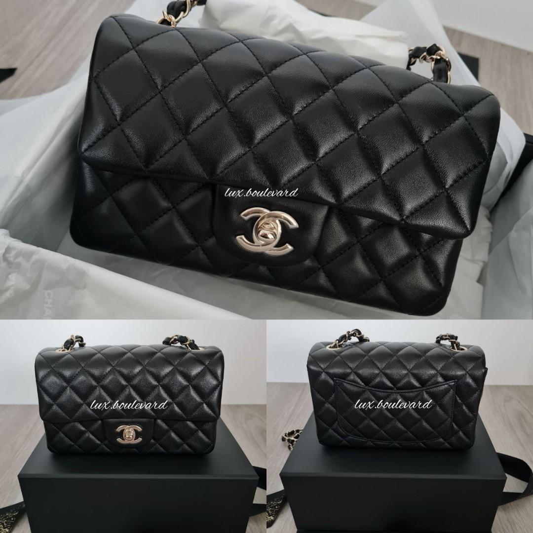 Chanel Mini Rectangular Flap Lambskin Black/ Lghw, Luxury, Bags & Wallets  on Carousell