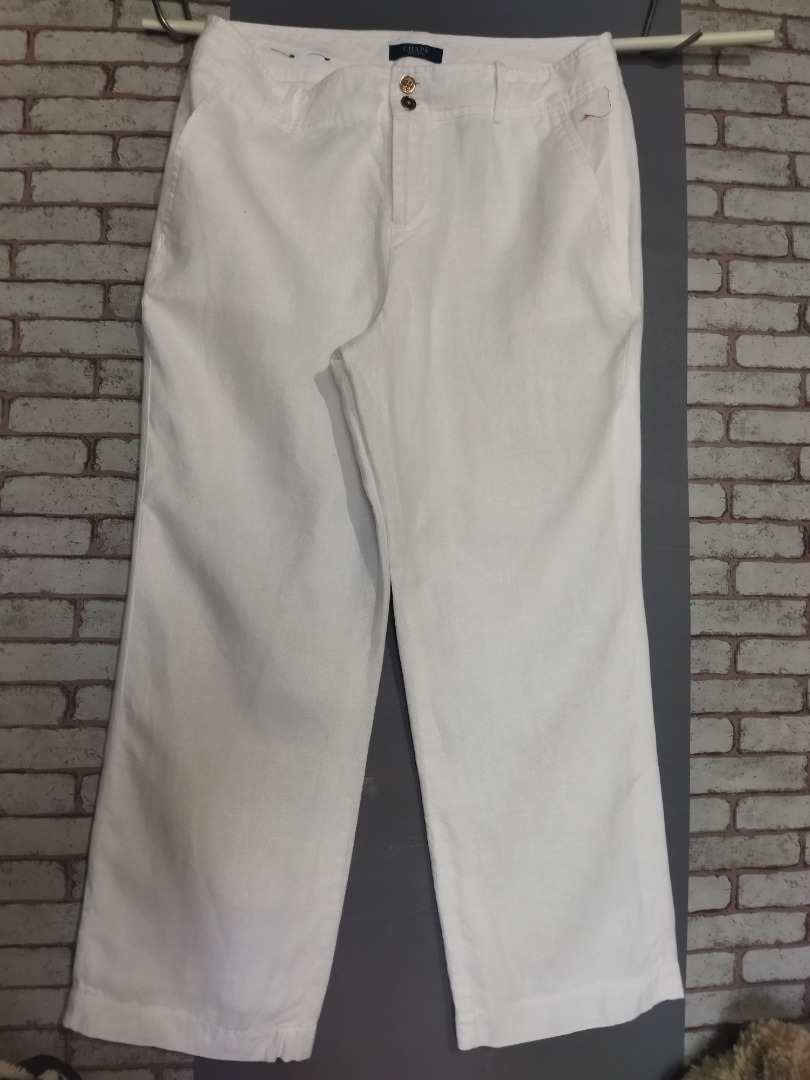 Chaps White Linen Pants, Women's Fashion, Bottoms, Other Bottoms on