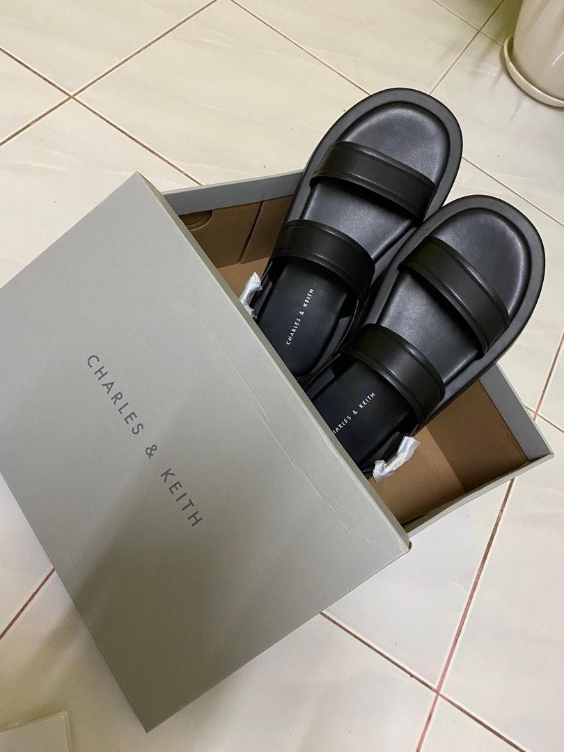 Charles and Keith Open Toe Slingback Platform Sandals Black