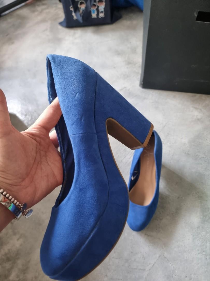 Cobalt blue chunky heels