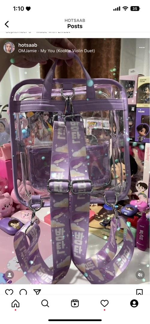 Concert Bag by Purpleth Studio (Category: Shoulder Bags) located in Caloocan City. Submitted by kangulo (Listing ID 1187602470, Image 2). Description: Concert Bag by Purpleth Studio BNEW Onhand Purchased from US Perfect for your KPOP Idol concert 2-way strap (sling or backpack) With 2 PC holders With pin holders Payment Options: Gcash BPI Security Bank Shipment: GGX Lalamove Grab.