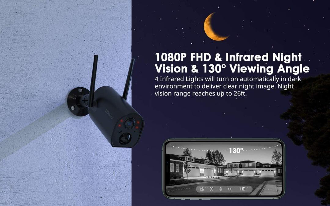 "COOAU Wireless Security Camera Outdoor, Lager Capacity 15000mAh