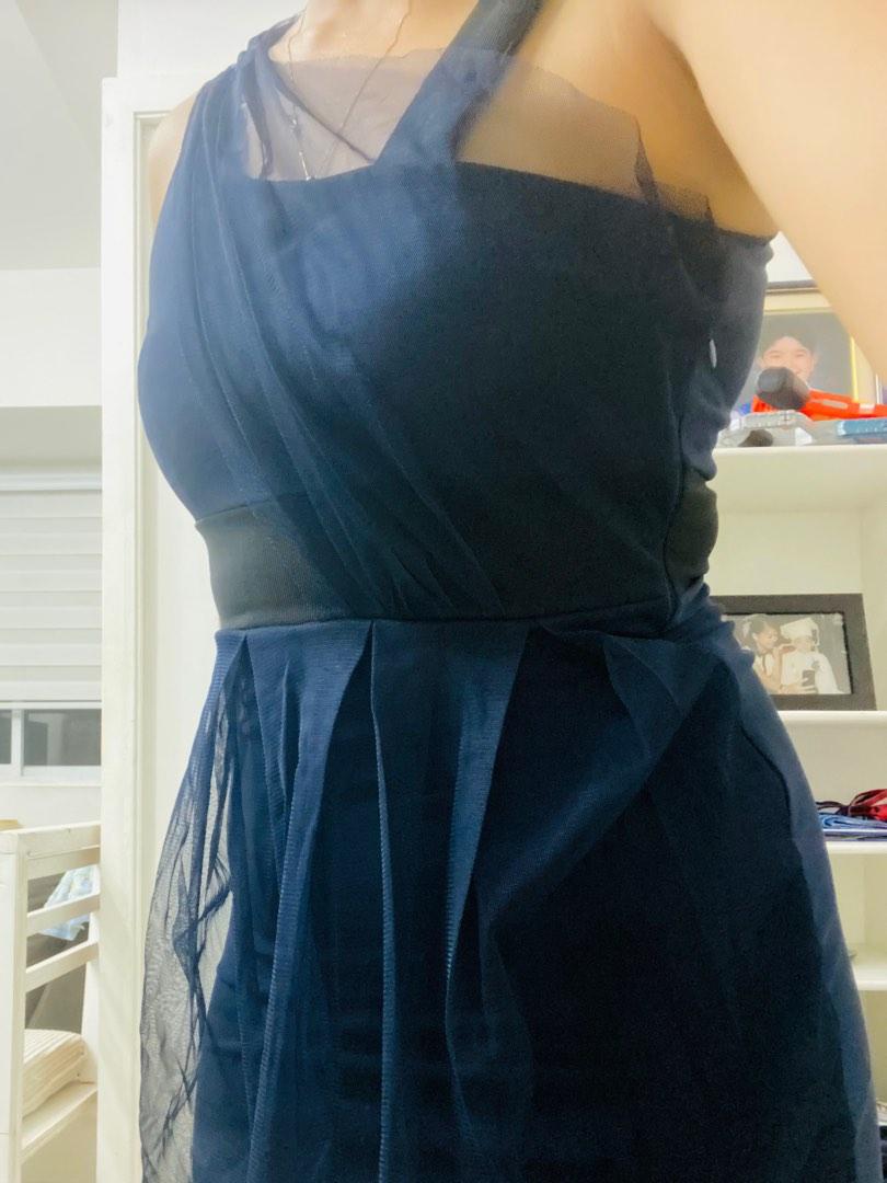 Dark Blue one shoulder mini dress, Women's Fashion, Dresses & Sets ...
