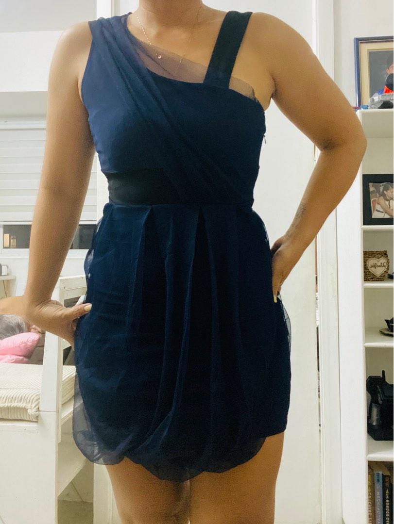 One Shoulder Maxi Dress Dark Blue