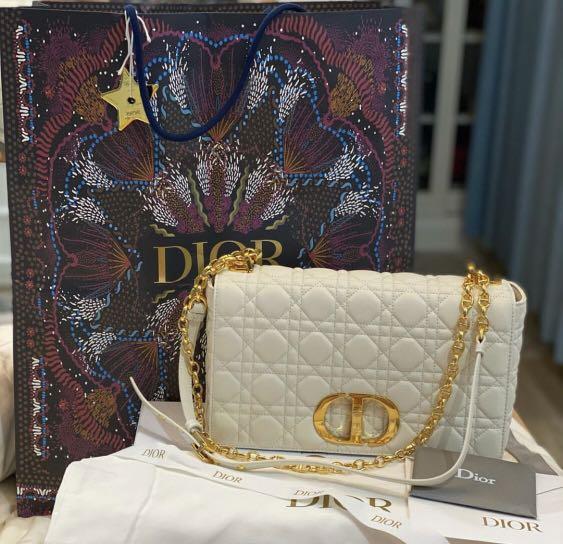 Medium Dior Caro Bag Ivory Supple Cannage Calfskin