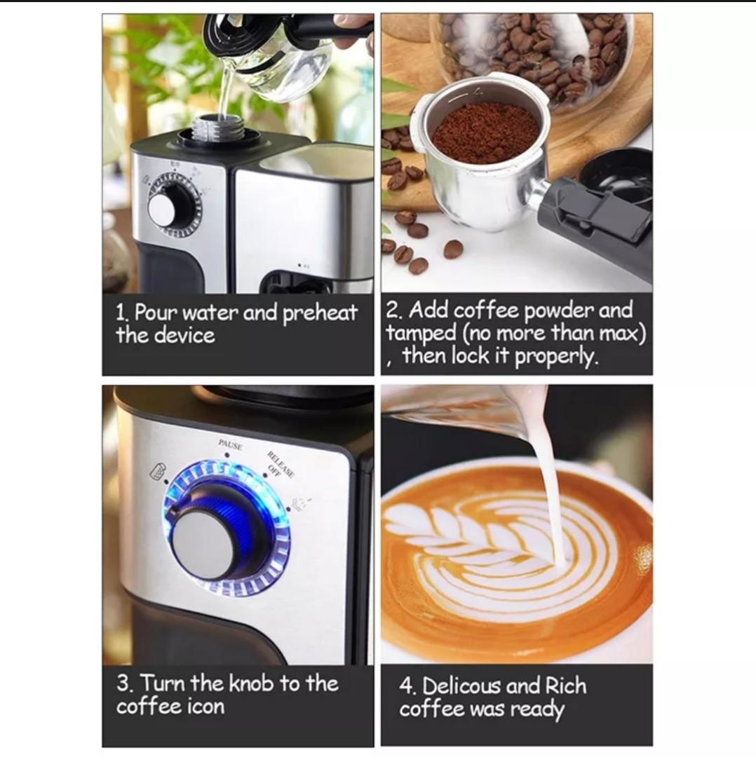 Edoolffe Espresso Coffee Maker Steam Pressure, TV & Home Appliances