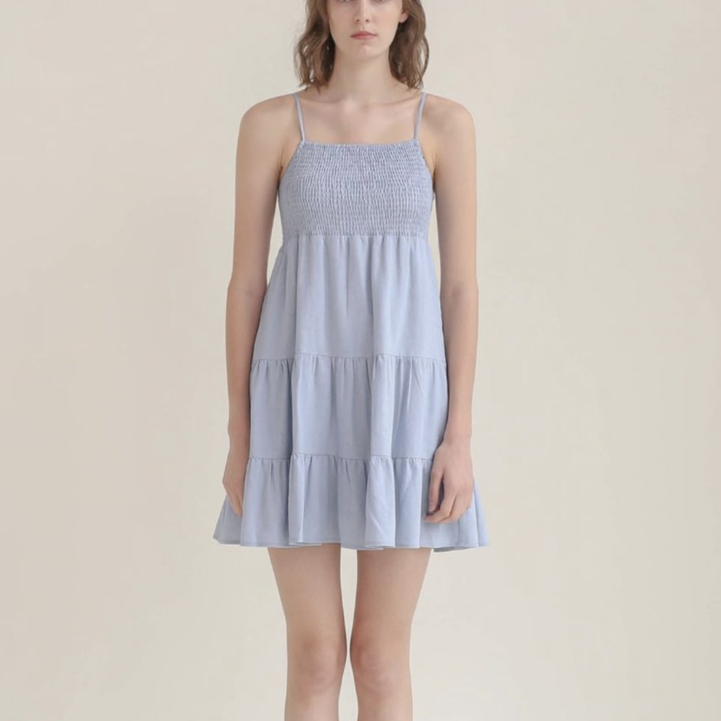 ELLA LINEN BABYDOLL DRESS SKY, Women's Fashion, Dresses & Sets, Dresses