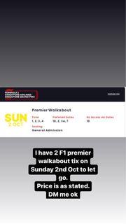 F1 Premier walkabout tickets