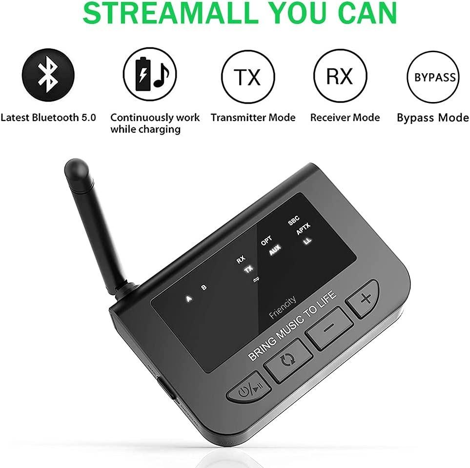 Friencity Long Range Bluetooth 5.0 Transmitter Receiver for TV,Wireless