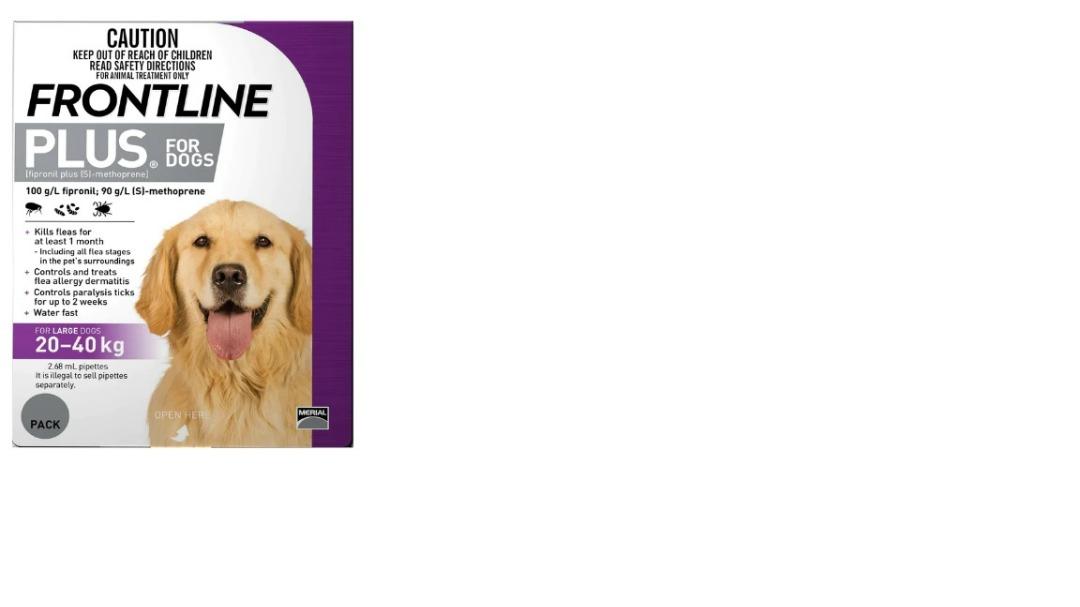 Frontline Plus for Large Dogs 20.1kg to 40kg 3 or 6 doses pack Pet Supplies Pet Food on Carousell