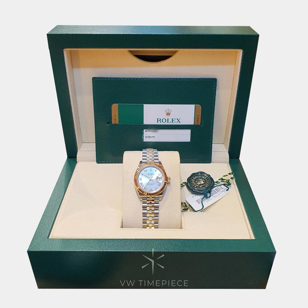 Rolex Lady Datejust 28 Ref 279173 Silver Roman Dial on Jubilee Gold Steel Bracelet 2017 Luxury Watches on Carousell