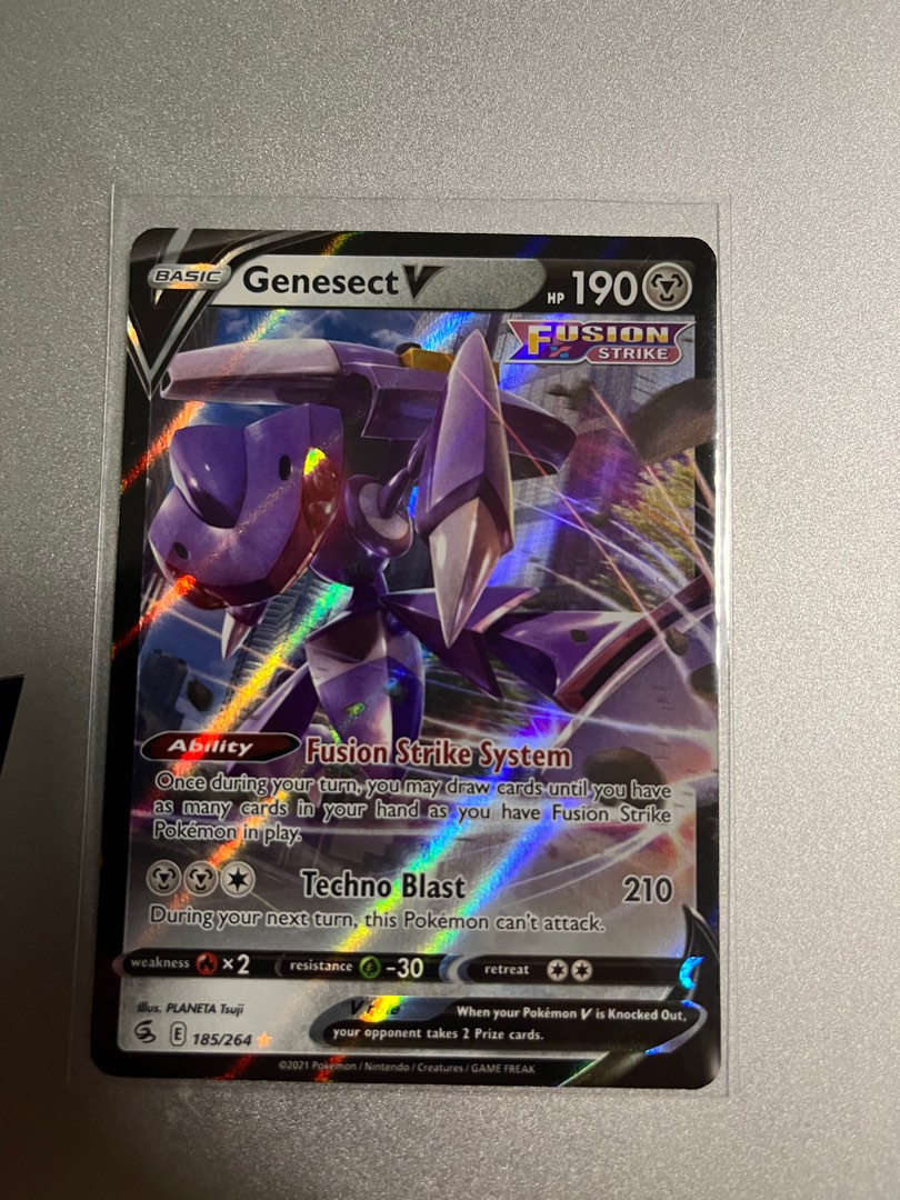 GENESECT V 185/264 - FUSION STRIKE POKEMON- RARE- HOLO- MINT - PACK FRESH