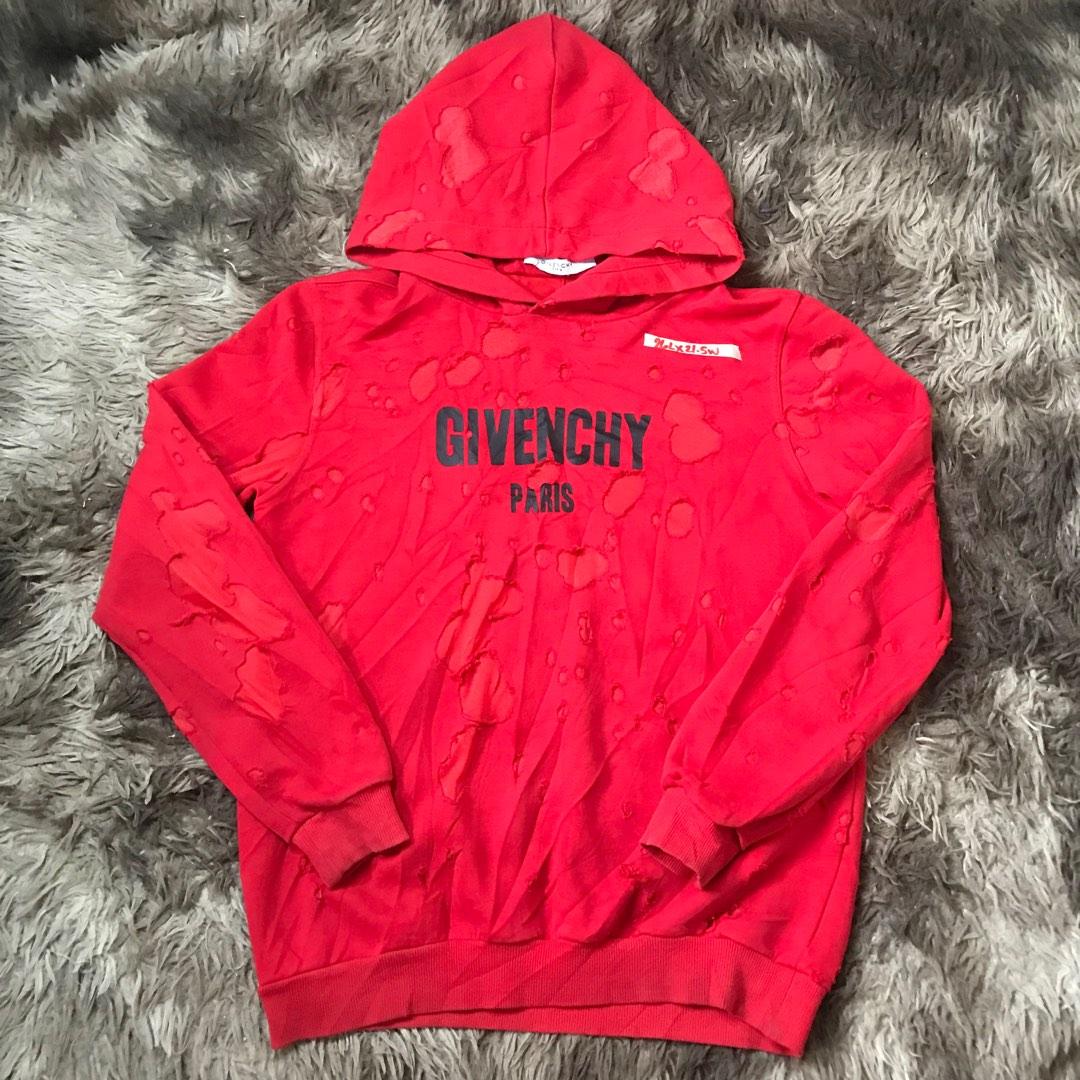 Givenchy red online hoodie distressed