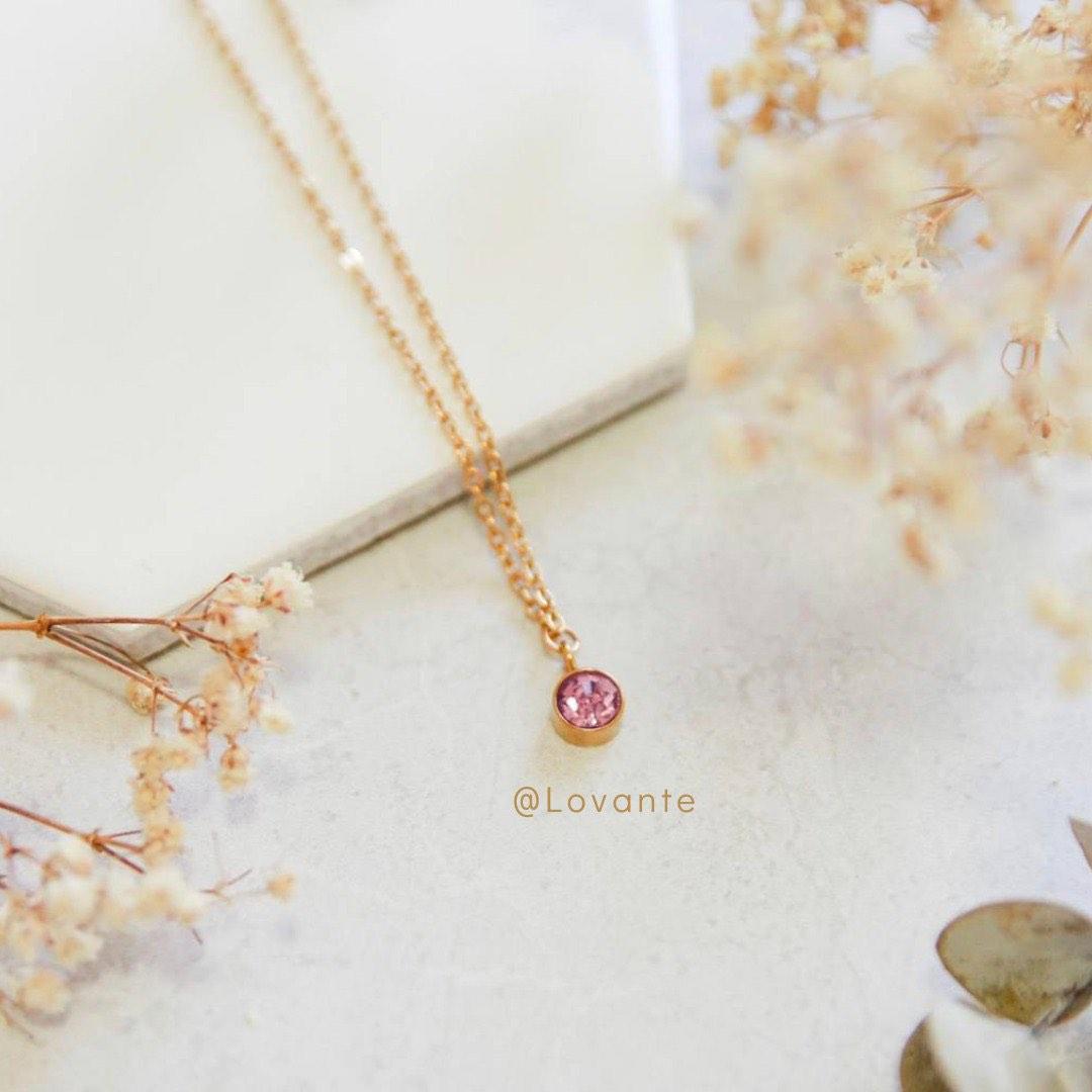 Personalized Skinny Bar Birthstone Necklace - 2 Stones | Tiny Tags