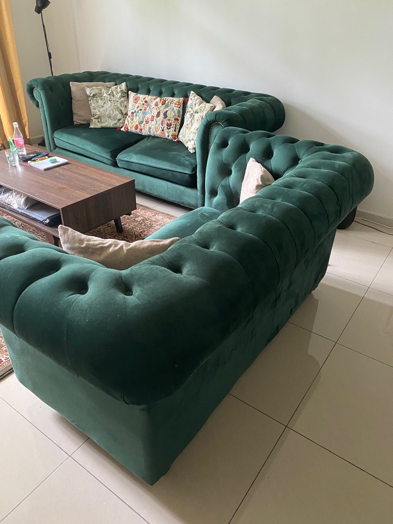 Green Emerald Chester Sofa, Furniture & Home Living, Furniture, Sofas on  Carousell
