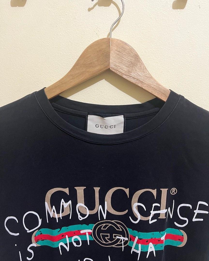 Gucci Common Sense is Not That Common T-Shirt in Black, Luxury, Apparel ...