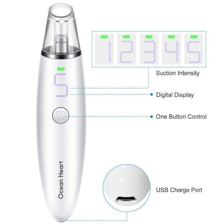 H3133 Blackhead Remover Vacuum, Upgraded Pore Vacuum with 5 suction