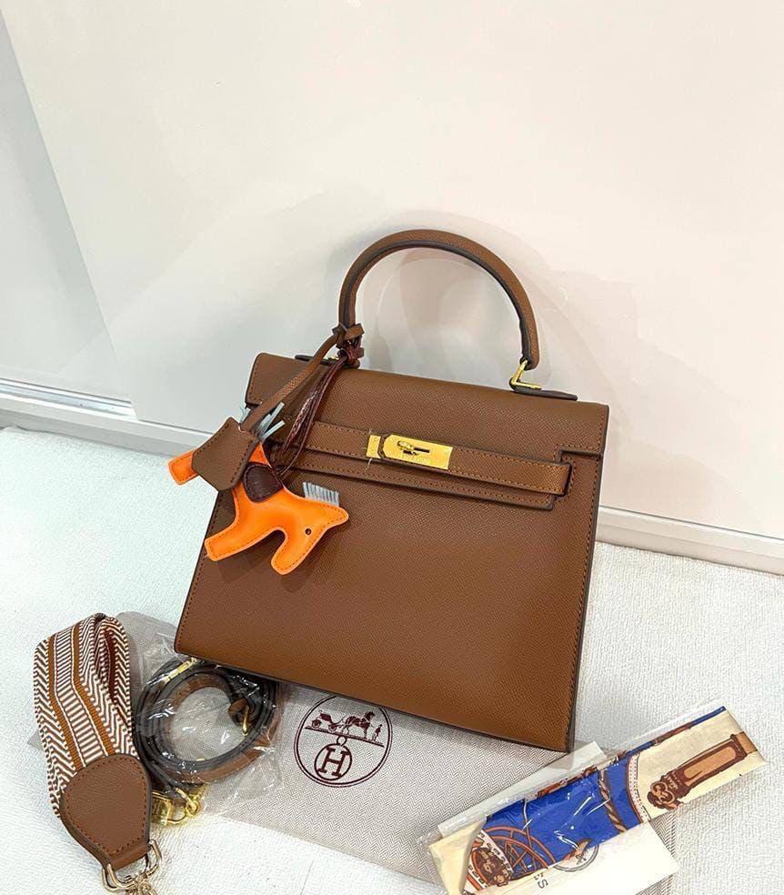 Hermes Kelly 28 Sellier Mahogany HERMES Kelly 28 Sellier Green