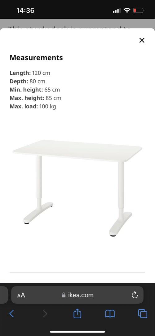 IKEA BEKANT desk 120x80cm, Furniture & Home Living, Furniture, Tables