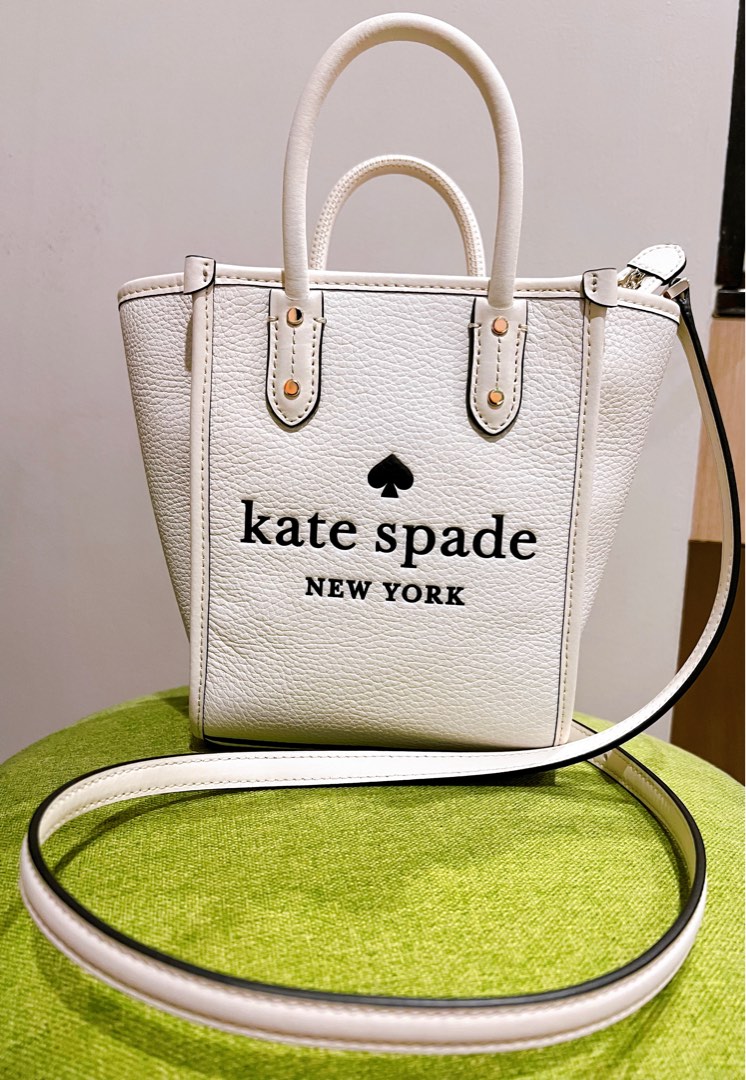 Kate Spade New York Ella Mini Top Zip Tote Crossbody Bikini Pink White Logo  NWT