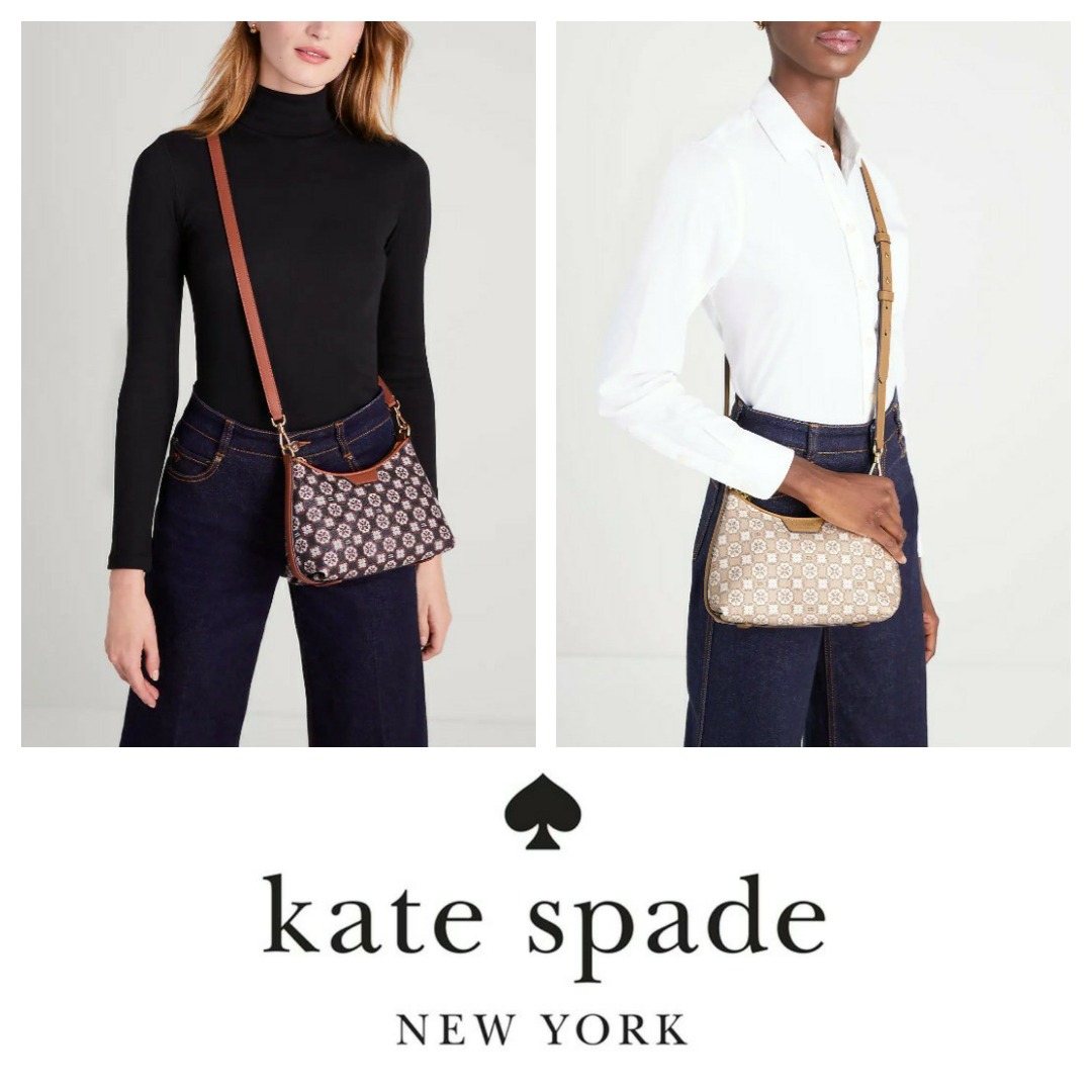Kate Spade New York Spade Flower Monogram Coated Canvas Top Zip Crossbody  Black Multi One Size: Handbags
