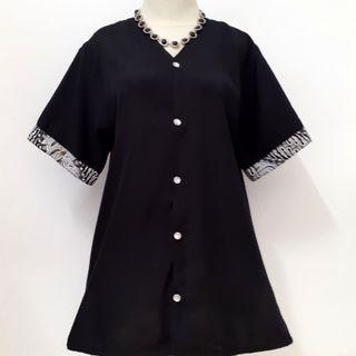 Kemeja Batik hitam kombinasi modern ld 100 #Banggabatik
