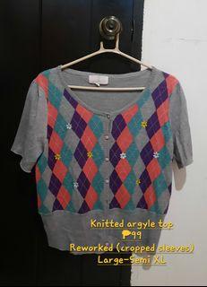 KNITTED ARGYLE TOP