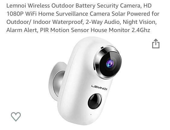 Lemnoi Wireless Outdoor Battery Security Camera HD 1080P WiFi