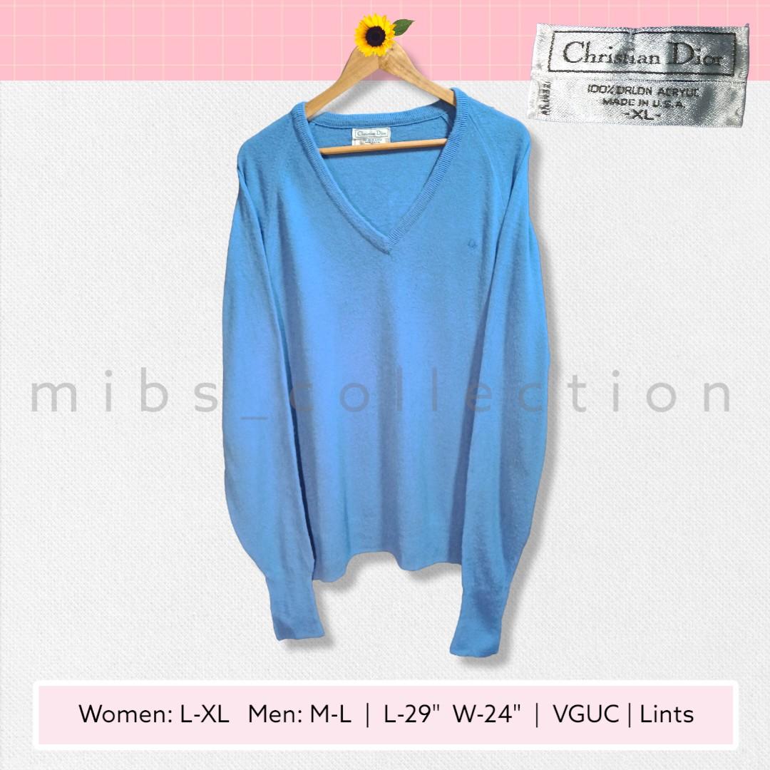 CHRISTIAN DIOR Orlon Acrylic Vneck Knitted Sweater