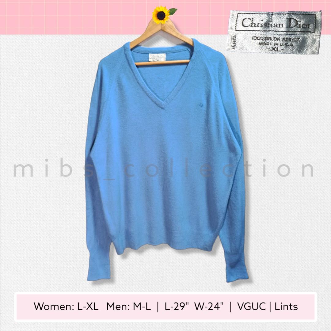 CHRISTIAN DIOR Orlon Acrylic Vneck Knitted Sweater