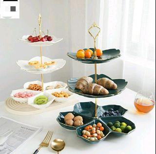 Light luxury Phnom Penh Ceramic Five Grid Three Layer fruit tray plate cake stand
