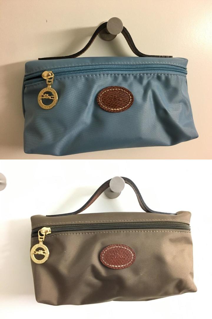 Longchamp makeup pouches SAGE GREEN SKY BLUE