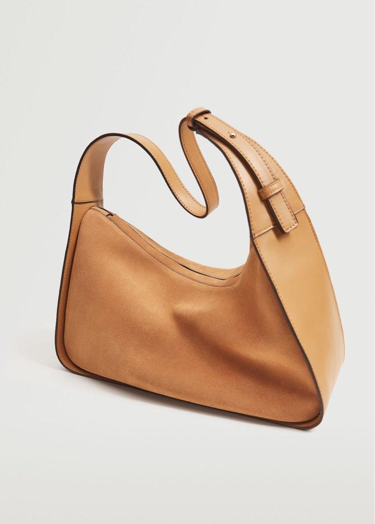 Mango leather baguette bag deals