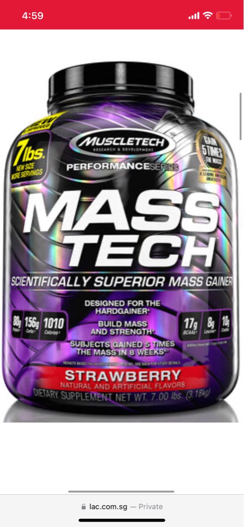 Mass tech strawberry mass gainer, Health & Nutrition, Health ...