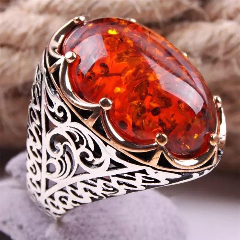 Mens hotsell amber ring