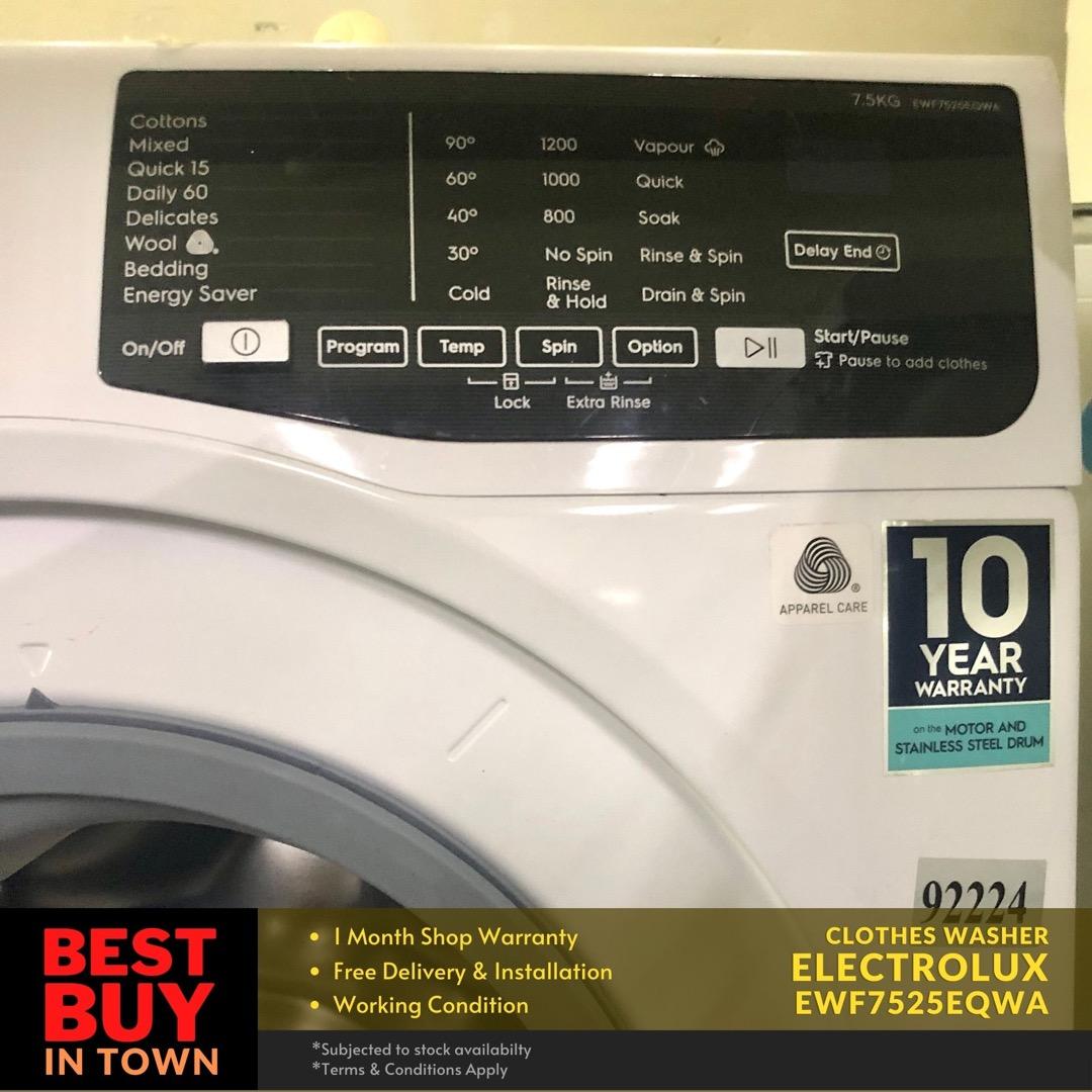 MUST BUY! ELECTROLUX 7.5KG FrontLoad Washing Machine EWF7525EQWA