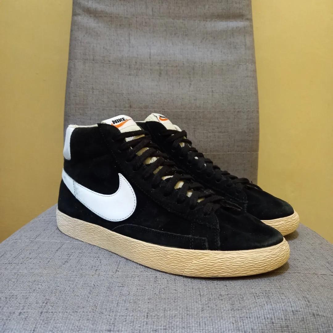 Nike Blazer Mid Suede Vintage Black White Fesyen Pria Sepatu