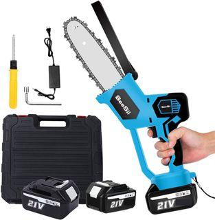 "(No Chain 1pcs Battery) SeeSii Mini Electric Cordless Chainsaw with 1pc Battery, 8 Inch Portable  Battery Powered Chainsaws Handheld Chain Saw Pruning Shears for Tree Branch  Wood Cutting (Case Included) "