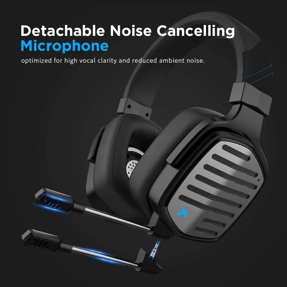 NUBWO XIBERIA G02 2.4GHz Wireless Gaming Headset with Detachable Noise Cancelling Microphone Base Station and 3.5mm Cable for Playstation 4 Xbox