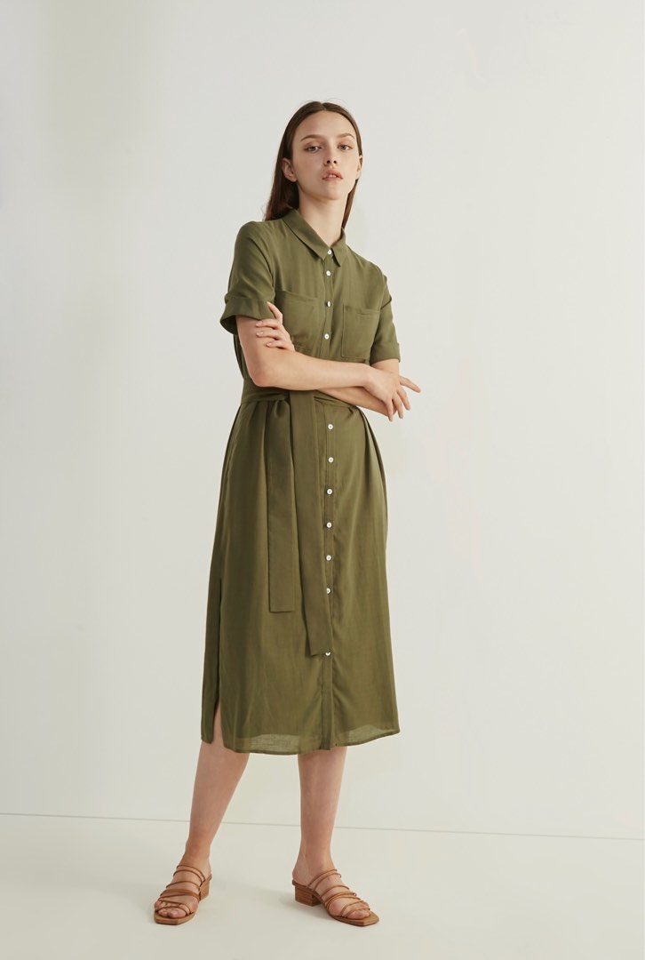 OSN Linen button down shirt dress, Women's Fashion, Dresses & Sets