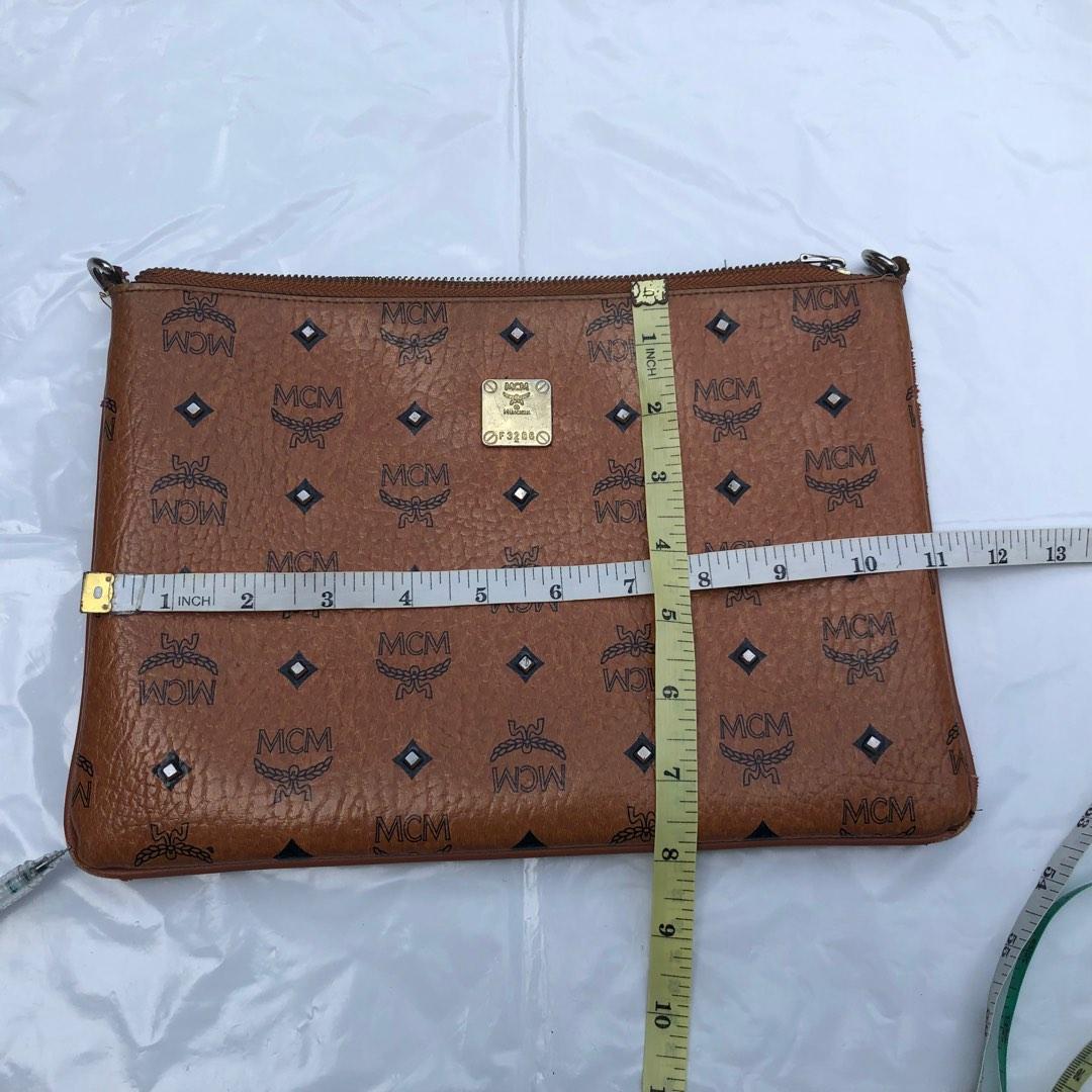 PO MCM MXA25V121CO001 10111111 LEATHER POUCH BAG BROWN UNISEX DESIGNER