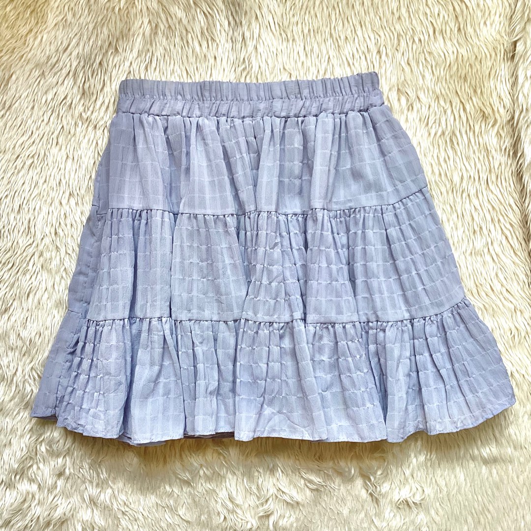 powder blue flowy mini skirt, Women's Fashion, Bottoms, Skirts on Carousell