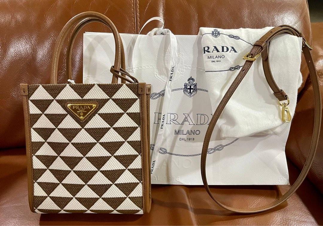 Shop PRADA 2022 SS Small prada symbole jacquard fabric handbag
