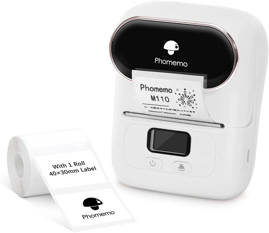 Printer and charger only) Phomemo-M110 Label Printer-Handheld Bluetooth  Thermal Label Maker Printer for Clothing, Jewelry, Retail, Home, Portable  Labeling Machine Compatible with Android & iOS,White , Computers & Tech,  Printers, Scanners 