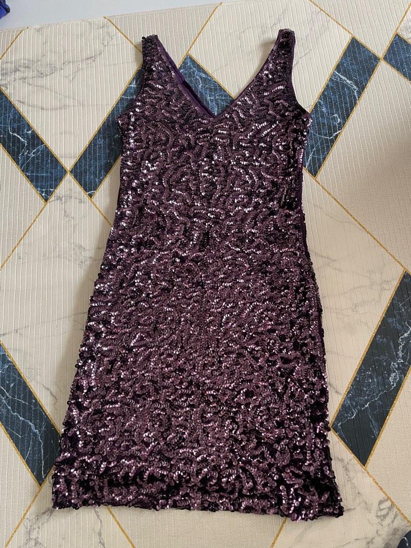 Purple Sequin Mini Dress, Women's Fashion, Dresses & Sets, Dresses on Carousell