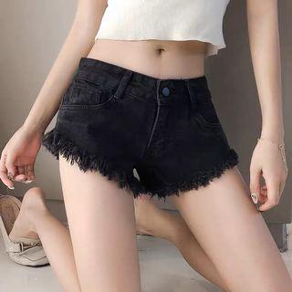 Ripped black low rise shorts