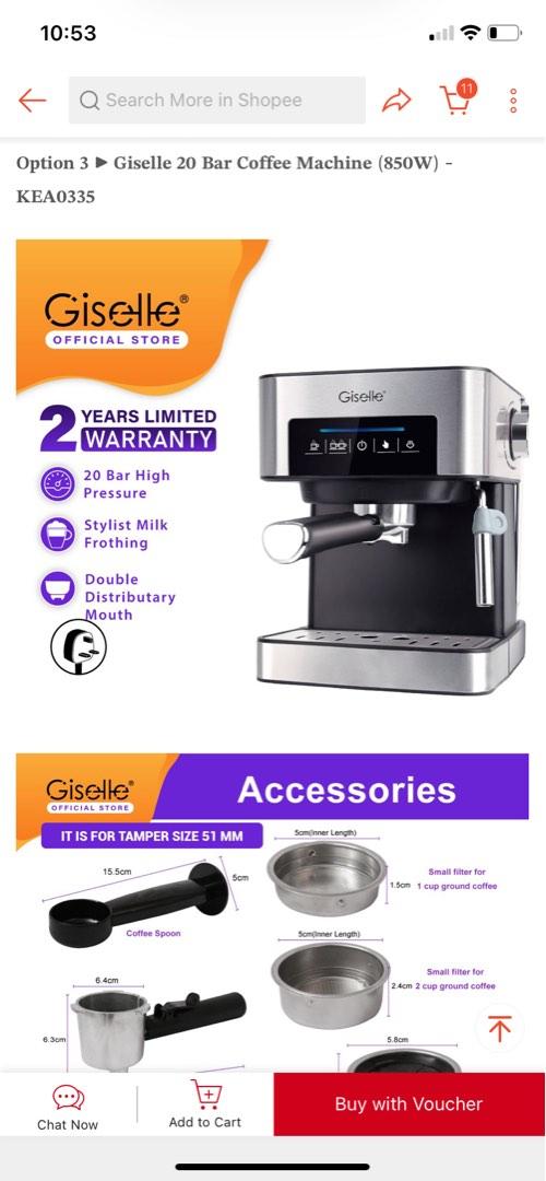Giselle 20 Bar Espresso Coffee Machine (include accessories + 2bottles