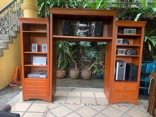 TV Console with 2 movable shelf cabinet for gadgets